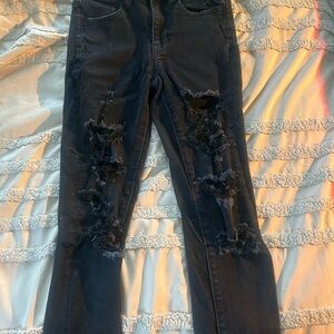 American Eagle Outfitters Black Ripped Skinny Jeans